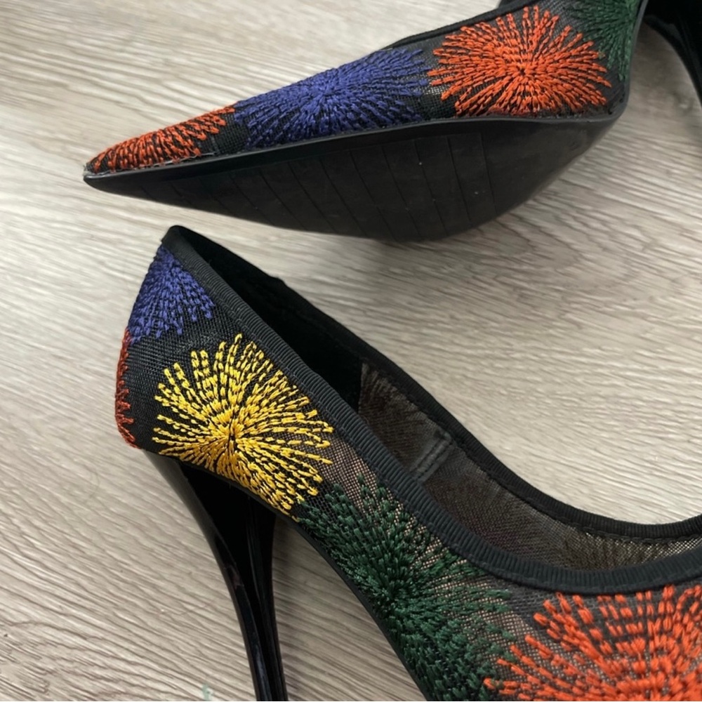 ZARA Trefaluc Embroidered Pumps Size 6 HighHeels Pointy Toe Womens Shoes Size 36 - Picture 5 of 12